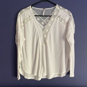 Free People White Lacey long sleeve